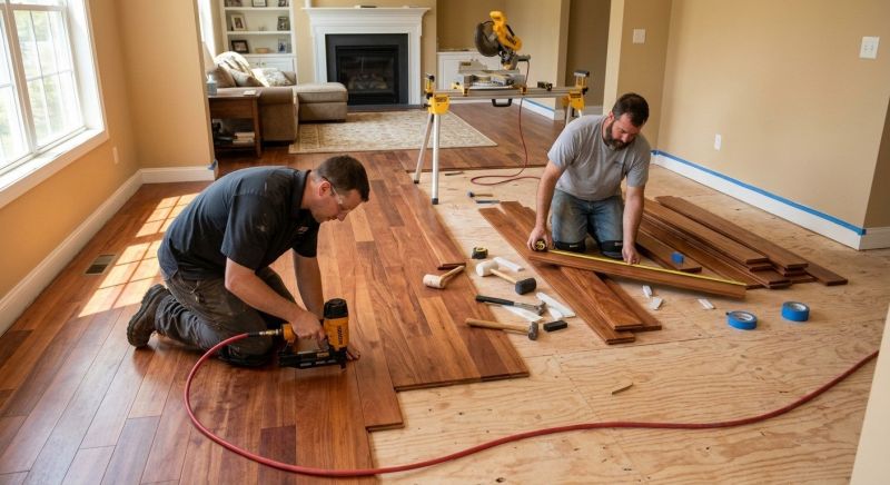 Cherry Floor Installation in Rochester, IN